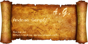 Andrae Gergő névjegykártya